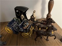 VTG CAST IRON HORSE AND BUGGY
