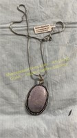 German Silver Rainbow Moon Stone Necklace