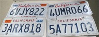4 California License Plates