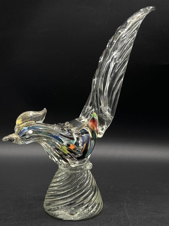 Hand Made Art Glass Bird 11" x 10.75"