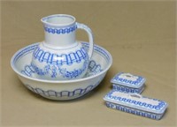 "Diane" Pattern Blue and White English Wash Set.