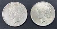 (2) Peace Dollars: 1922-D & 1923
