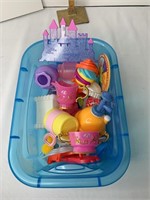 Assorted toys with tote