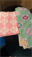 2 HANDMADE QUILTS-PINK CRIB QUILT MADE IN 1939