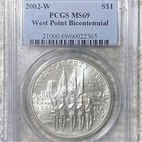 2002-W West Point Bicent. Silver Dollar PCGS -MS69