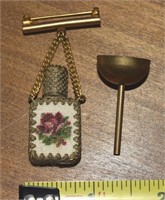 Antique Miniature Perfume Bottle Brooch w/ Funnel