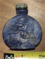 Vtg Carved Chinese Lapis Lazuli Koi Snuff Bottle