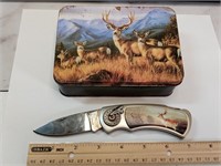 OF) Wildlife theme folding pocket knife