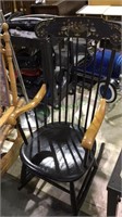 Hand painted design, rocking chair, with natural