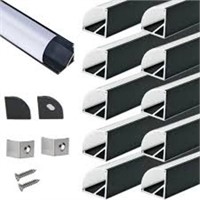 10 Pack 3.3Ft/1M LED Black Channel V Shape with