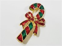 Candy Cane Christmas Brooch