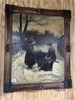 Large Oil on Canvas "The Letter", Artist Signed
