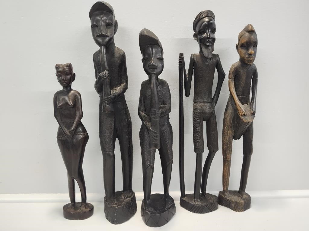 African Hand Carved Ebony Wood Tribal Figures