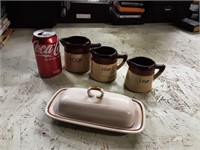 Stoneware Butter Dish & Messuring Cups