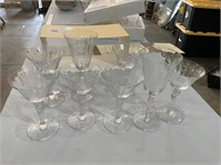 lot of vintage etched glassware