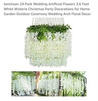 NEW 24 Pk Artificial White Wisteria Flowers
