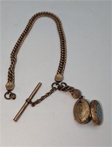 Victorian Era Gold Filled Watch Chain w/ Locket