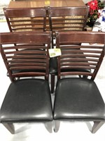 (4) WOOD/LEATHER LOOK CHAIRS