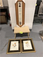 TALL PICTURE FRAME, SMALL SIDE TABLE, YELLOW ROSE