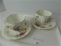 PAIR: ROYAL CROWN DERBY CUPS & SAUCERS