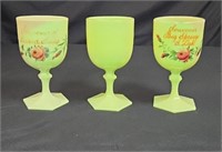 (3) EAPG Custard Glass Souvenir Goblets