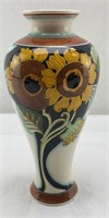 Poly Schoonhaven hand painted ceramic vase 9,5in