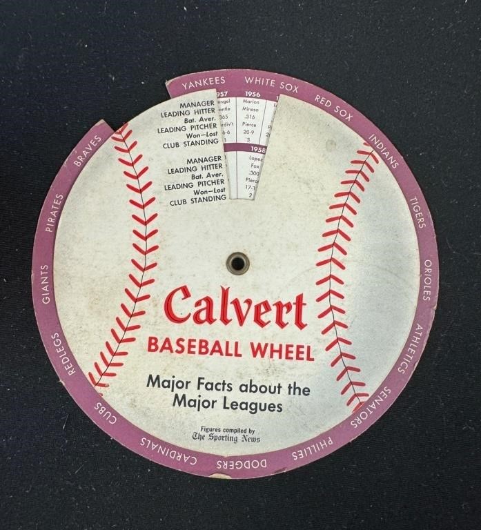 Vintage Calvert Baseball Major League Fact Wheel