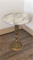 French Style Marble Side Table with Brass Base