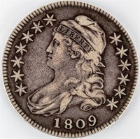 Coin 1809 Bust Half Dollar in Fine