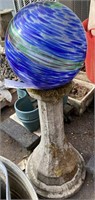 Glass Garden Orb on Pedestal