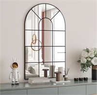 ARCHED WINDOW MIRROR 28IN X 42IN BLACK