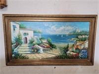 (30" x 54") Artist Signed Italian Coast Painting