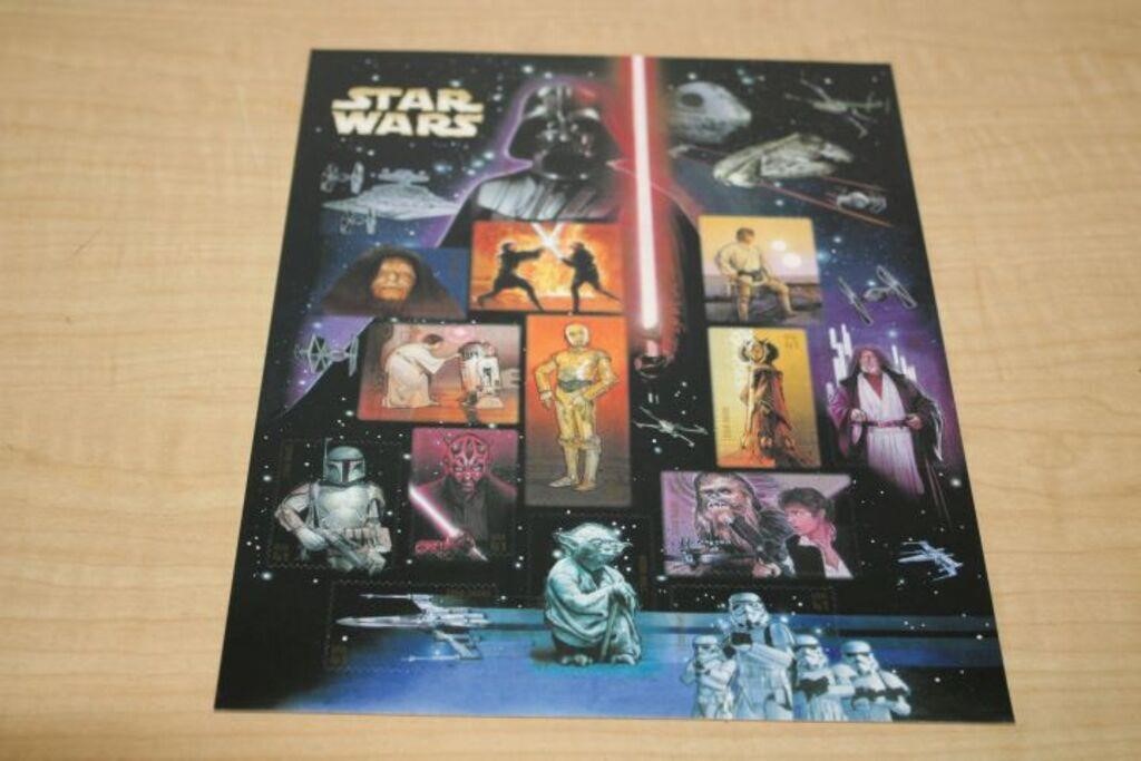 STAR WARS USPS POSTAGE STAMP SHEET