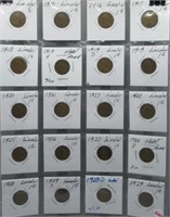 (20) Lincoln wheat cents including 1909, 1910,