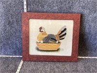 Quilted Hen Framed Art
