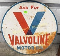 Valvoline dbl sided tin round sign-30"diameter-