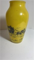 Vintage Yellow Stagecoach Vase 8.5in tall