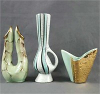 3 Vintage Mid Century Modern Flower Vases