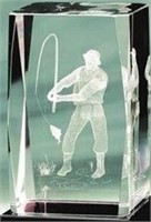 Crystal Etched with Fly Fisherman
