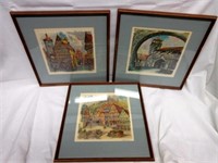 Framed and Matted Early Lithos of Germany