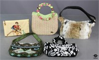 Beaded & Faux Fur Purses / 5 pc