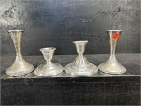 4 WEIGHTED STERLING SILVER CANDLESTICKS