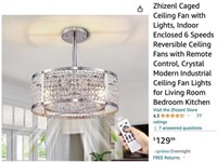 Crystal Modern Industrial Ceiling Fan Light