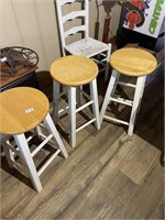 3 Wooden Bar Stools