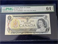 1963 Canada Uncirculated One Dollar Bill