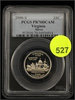 2000-S PCGS PR-70 DCAM Silver Quarter Virginia