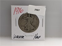 1916 90% Silver Walker Half $1 Dollar