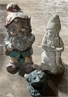 (JL) Gnome Figures 17” and 15” and Frog Sprinkler