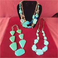 3 Turquoise Stone Necklaces