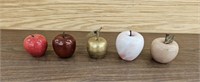 (5) Apples, Brass, Polished Stone and Wood